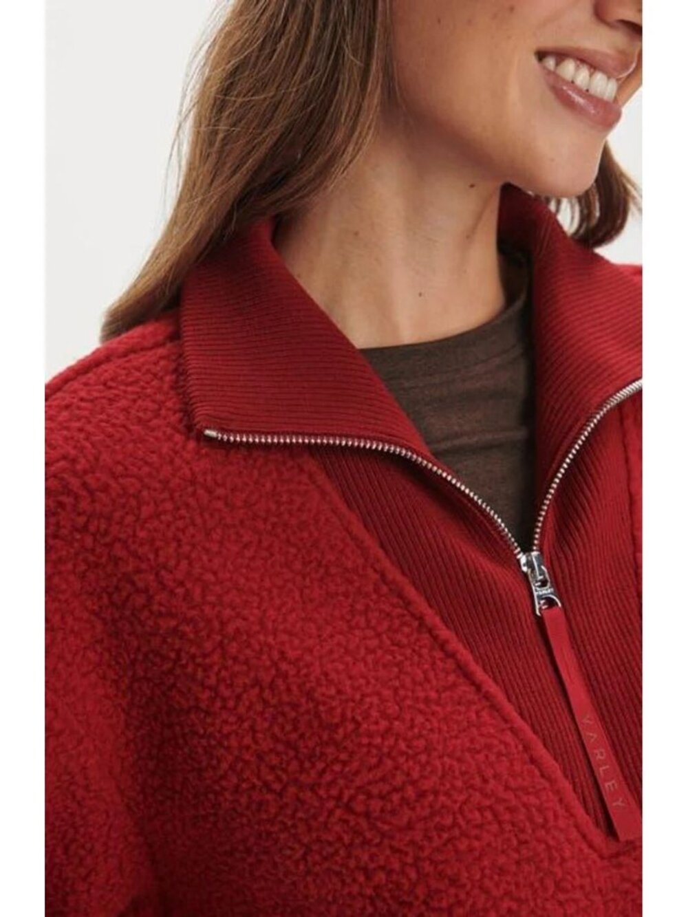 NEW Varley Size XL Women's Jaylin Half-Zip Fleece Sweater - Red Dahlia - Picture 6 of 7